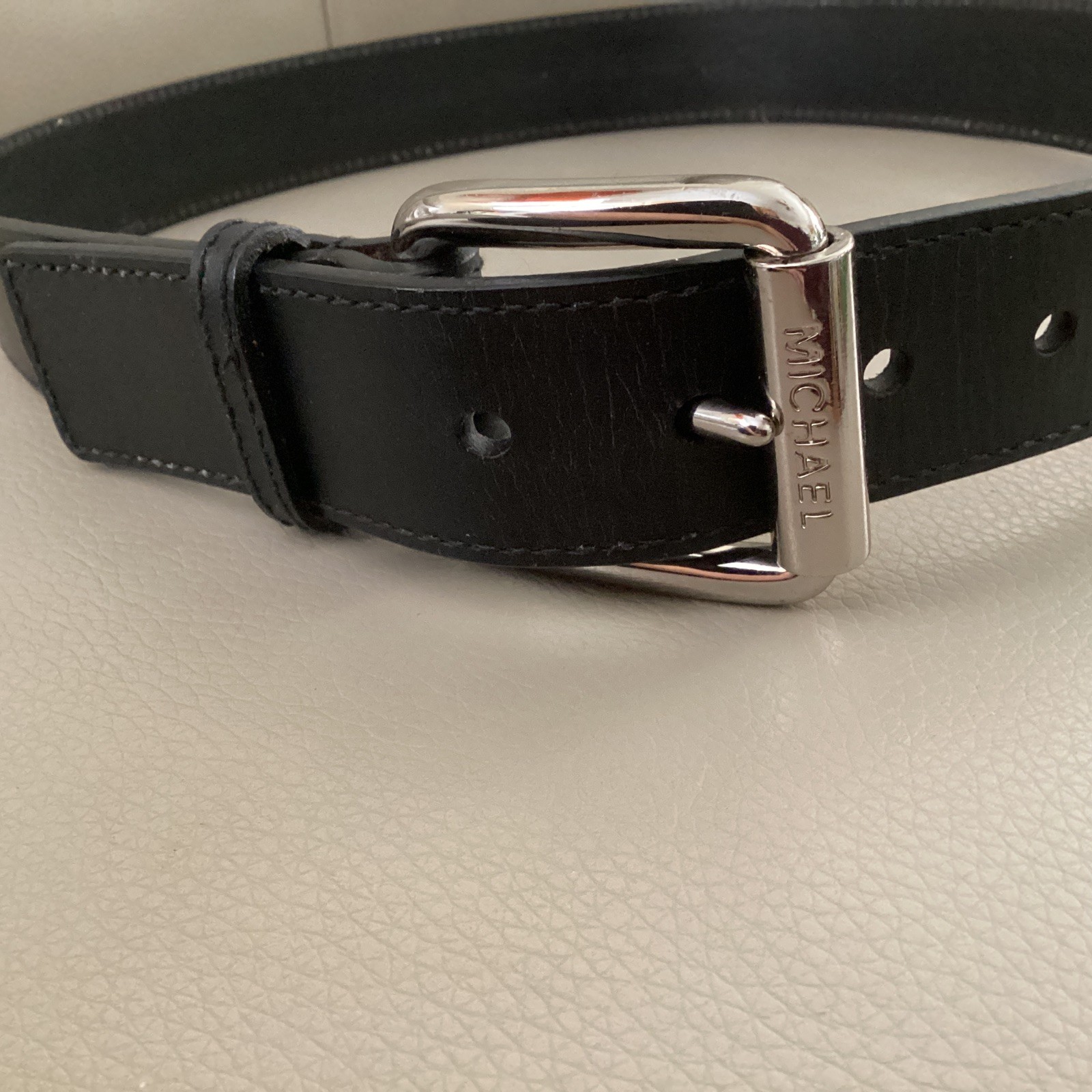 Michael Kors Black Leather Belt Style #554581 Medium 41 Inches Long VG Condition