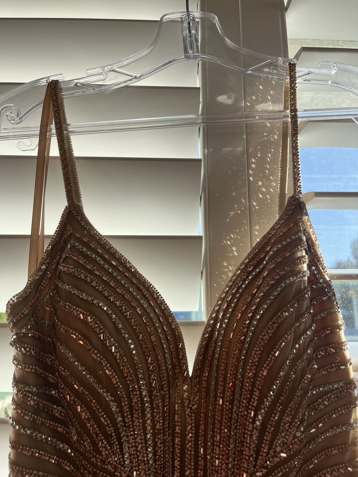 ✨ LaDivine by Cinderella Divine CD845 Rose Gold Beaded Gown – Size 2 – (NWT)