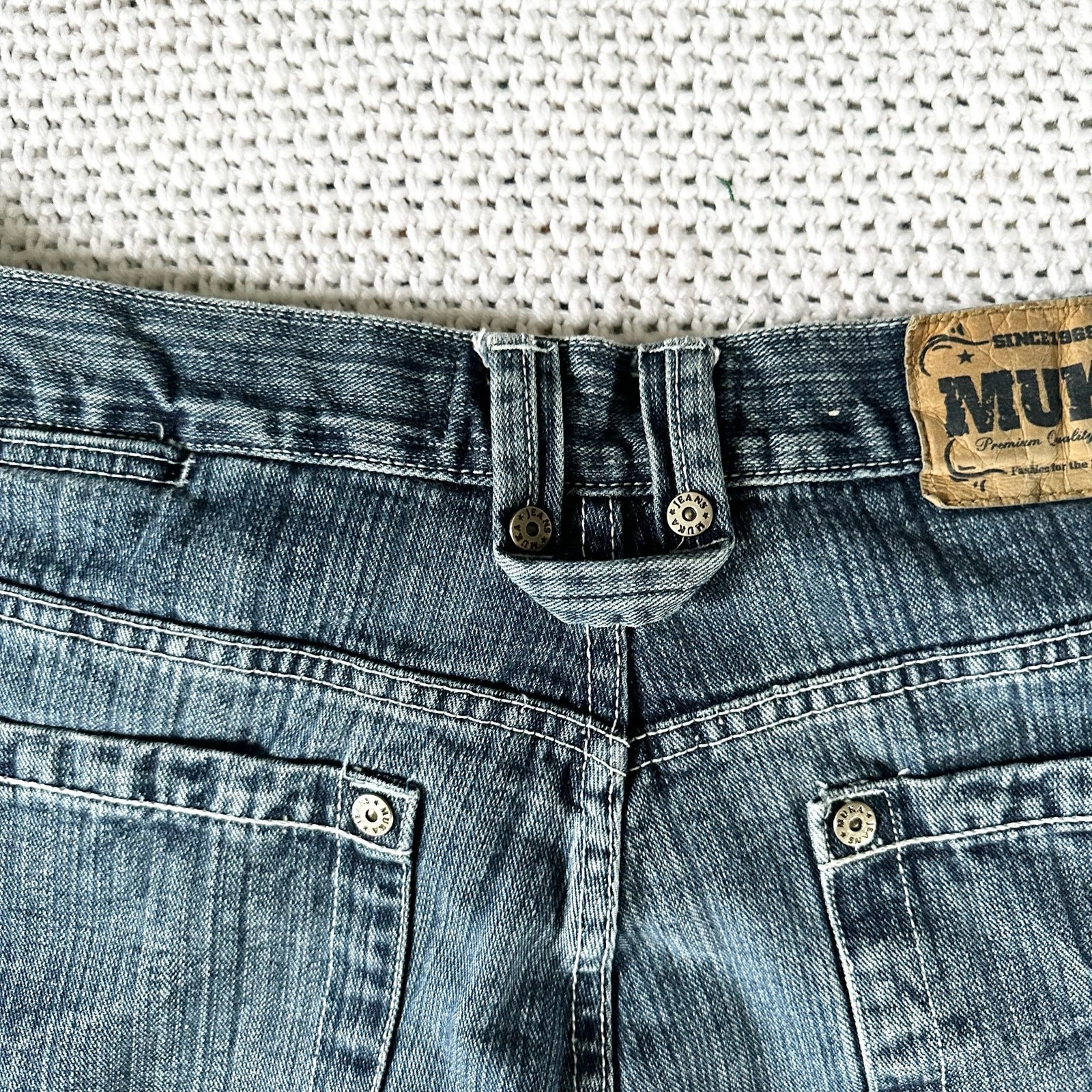 Muka Jeans Baggy Y2K Airbrushed Skull Stitches All Over Design Grunge Jeans 42