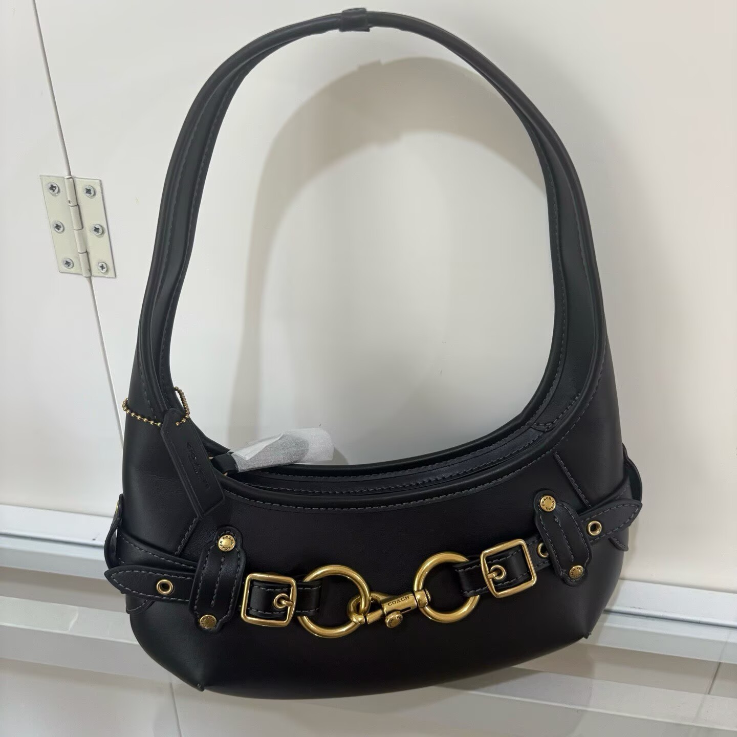 New COACH Ergo Belted Shoulder Bag 26 Black Leather Crossbody Bag CEN80