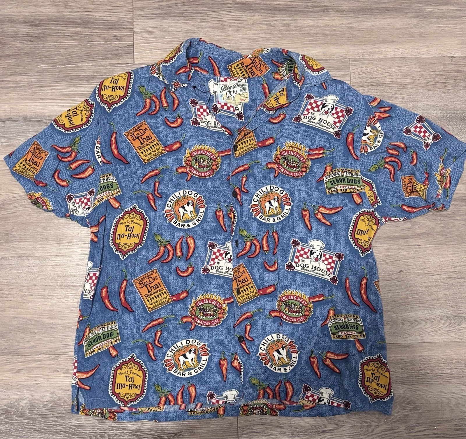 Vintage Big Dogs Chili Dog All-Over Print Camp Shirt