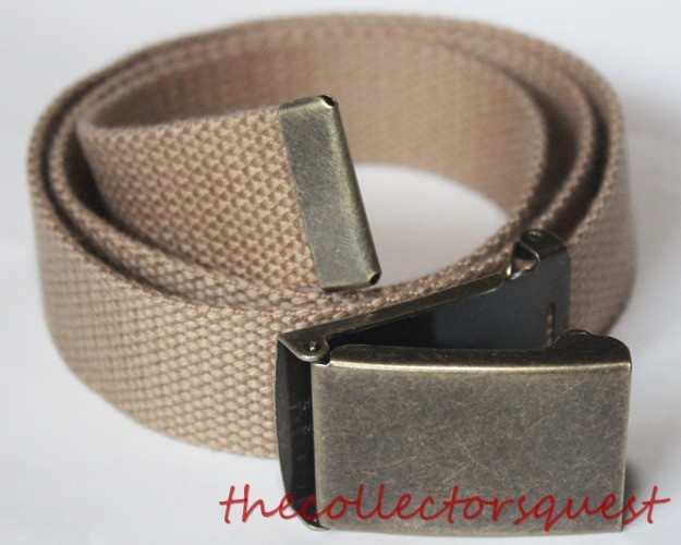 NEW BRASS FLIPTOP ADJUSTABLE 42″ INCH KHAKI CANVAS MILITARY GOLF WEB BELT BUCKLE