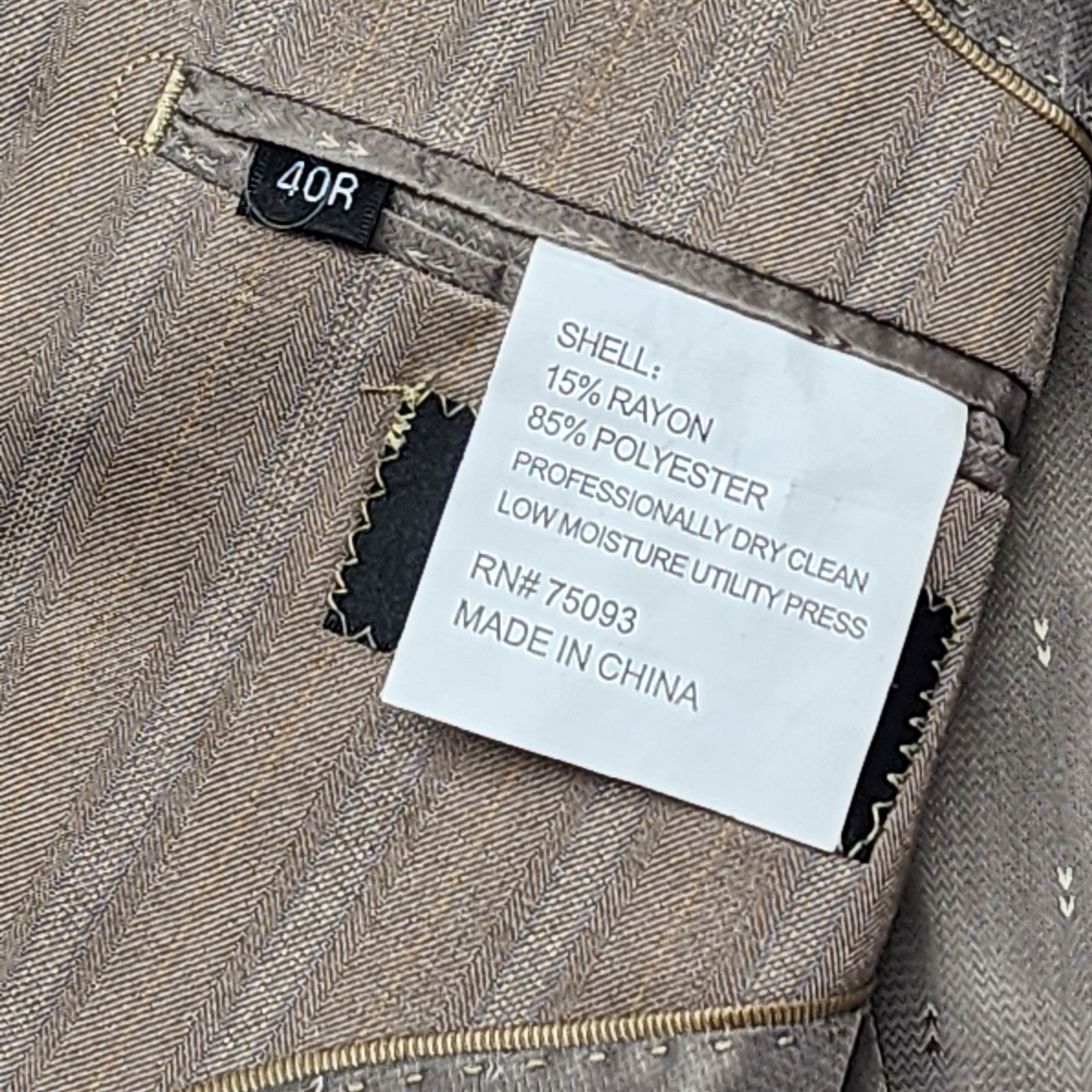Lineage 40R 32×30 Brown Striped 3Btn 2Pc Mens Jacket Pants Suit
