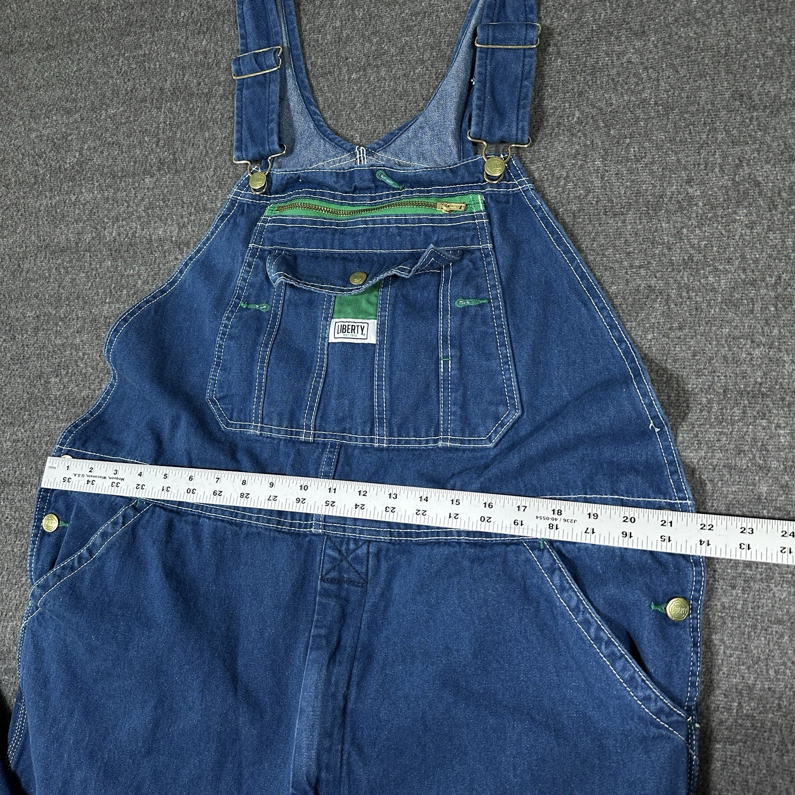 Liberty Overalls Mens 40×32 Hammer Loop Tool Pocket Carpenter Bib Green Trim Y2K