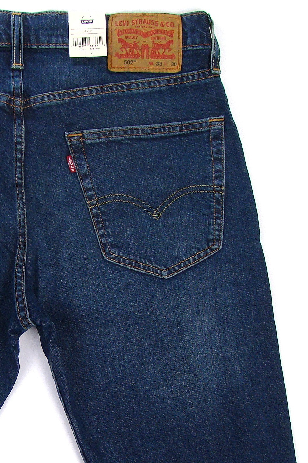 New Levi’s 502 Regular Taper Fit Men’s Jeans 33×30 Dark Blue Stretch FREE SHIP