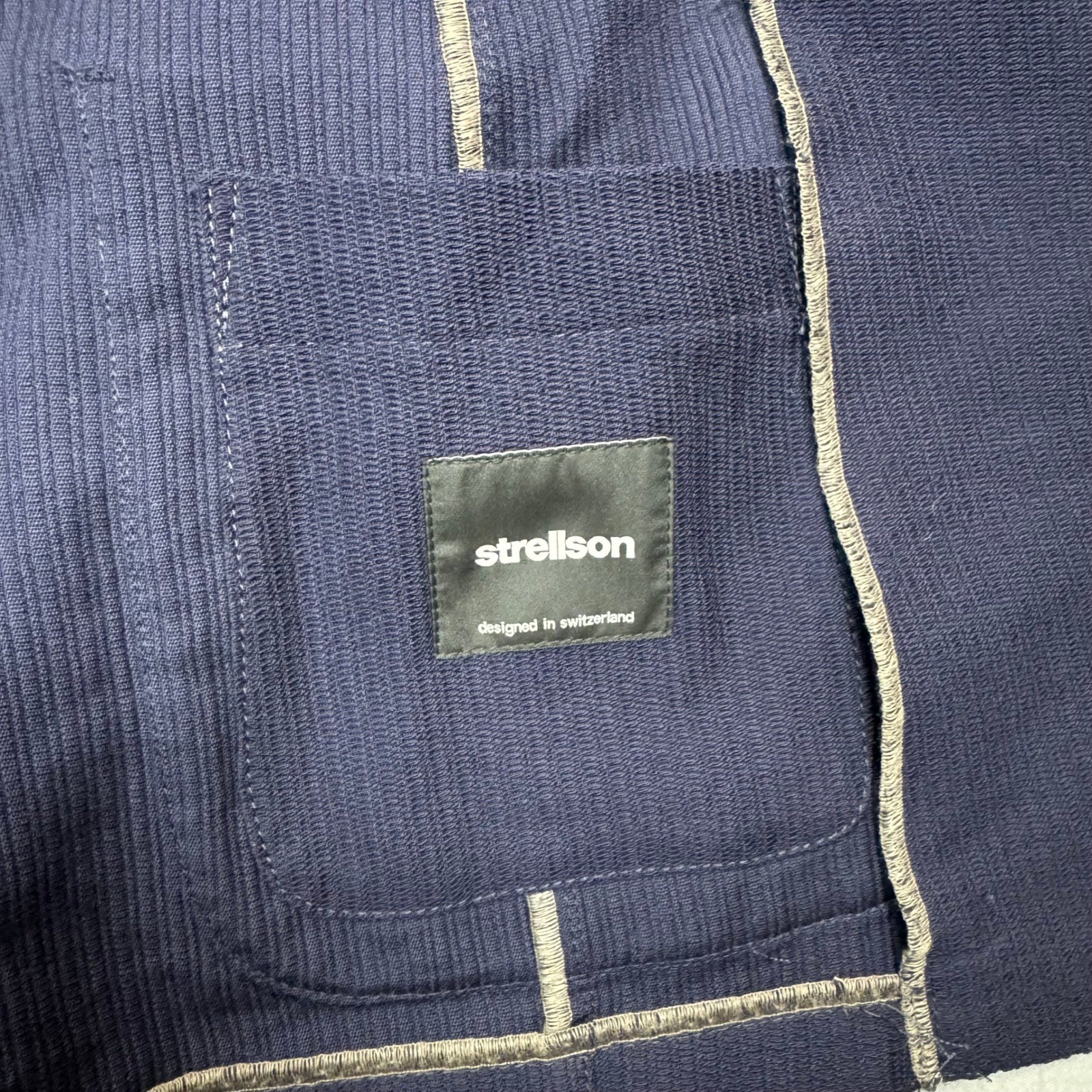 Strellson Blue Knit Coat Jacket Mens 48 Slim Business Casual Preppy Academia