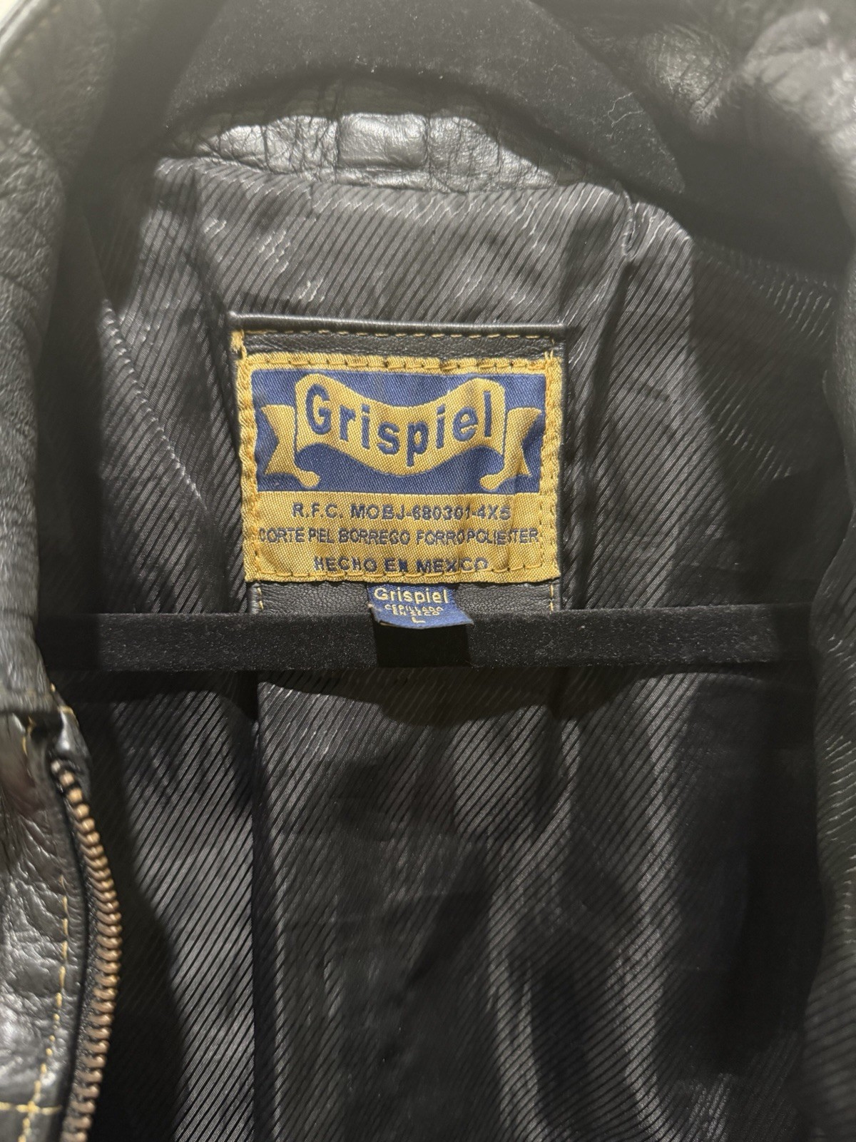 Women’s Vintage Grispiel Genuine Lambskin Leather Bomber Jacket Black Size L.