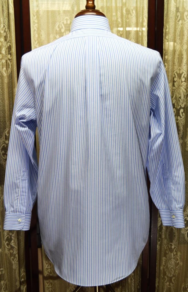 Brooks Brothers Regent 15.5 32 butcher stripe non iron cotton dress shirt g6j1