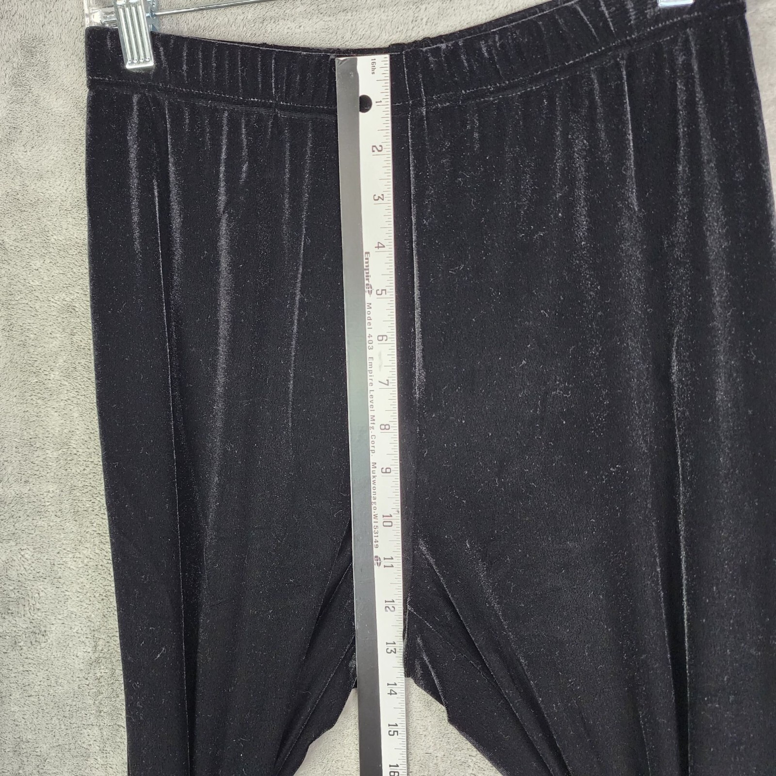 Womens TanJay Black Velour Velvet Pants Polyester Spandex Blend Stretch Size S