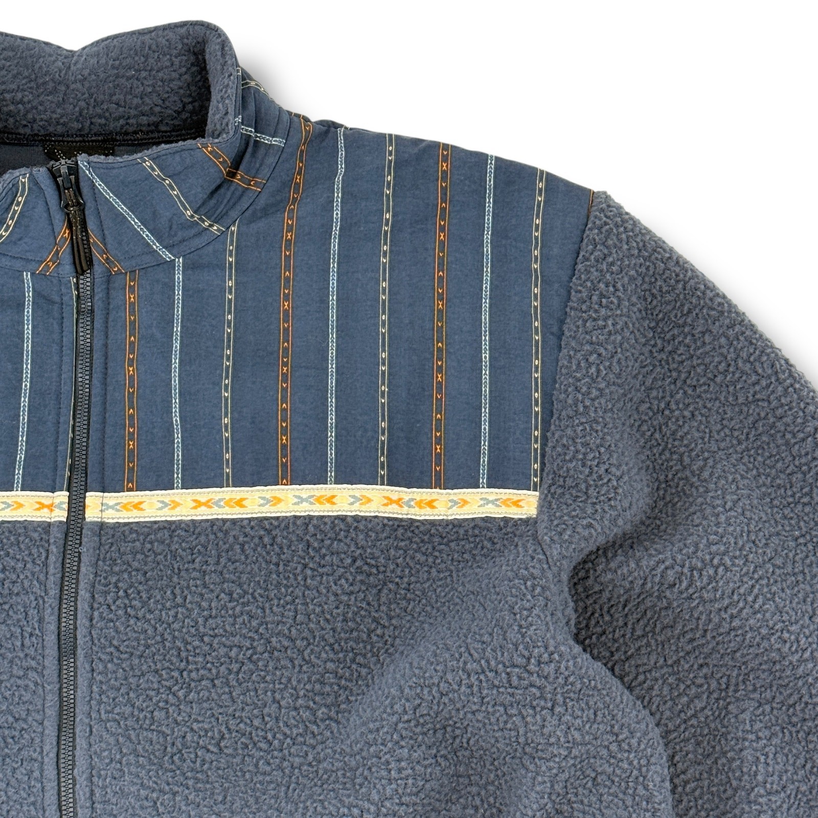 Prana Hurricane FZ Fleece Zip Up Jacket Mens Size XL Blue Stormy Night Geo Print