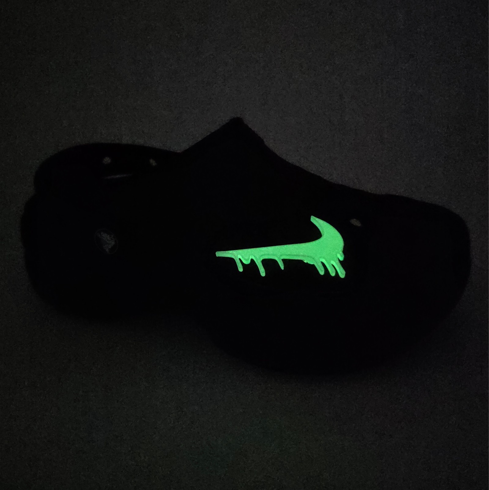 2 Dripping Nike Style Swoosh Croc Charms Glow in the Dark Hype Shoe Accessories