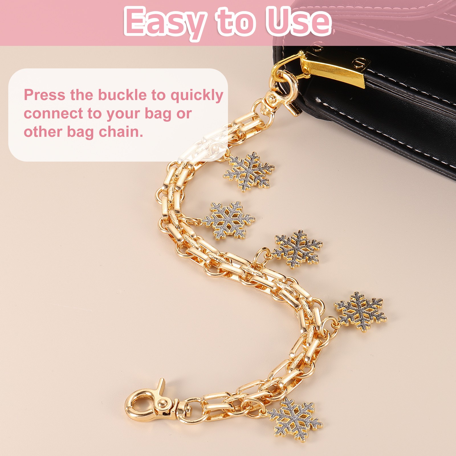 10″ Flowers Butterfly Pendant Handbag Chain Strap Purple
