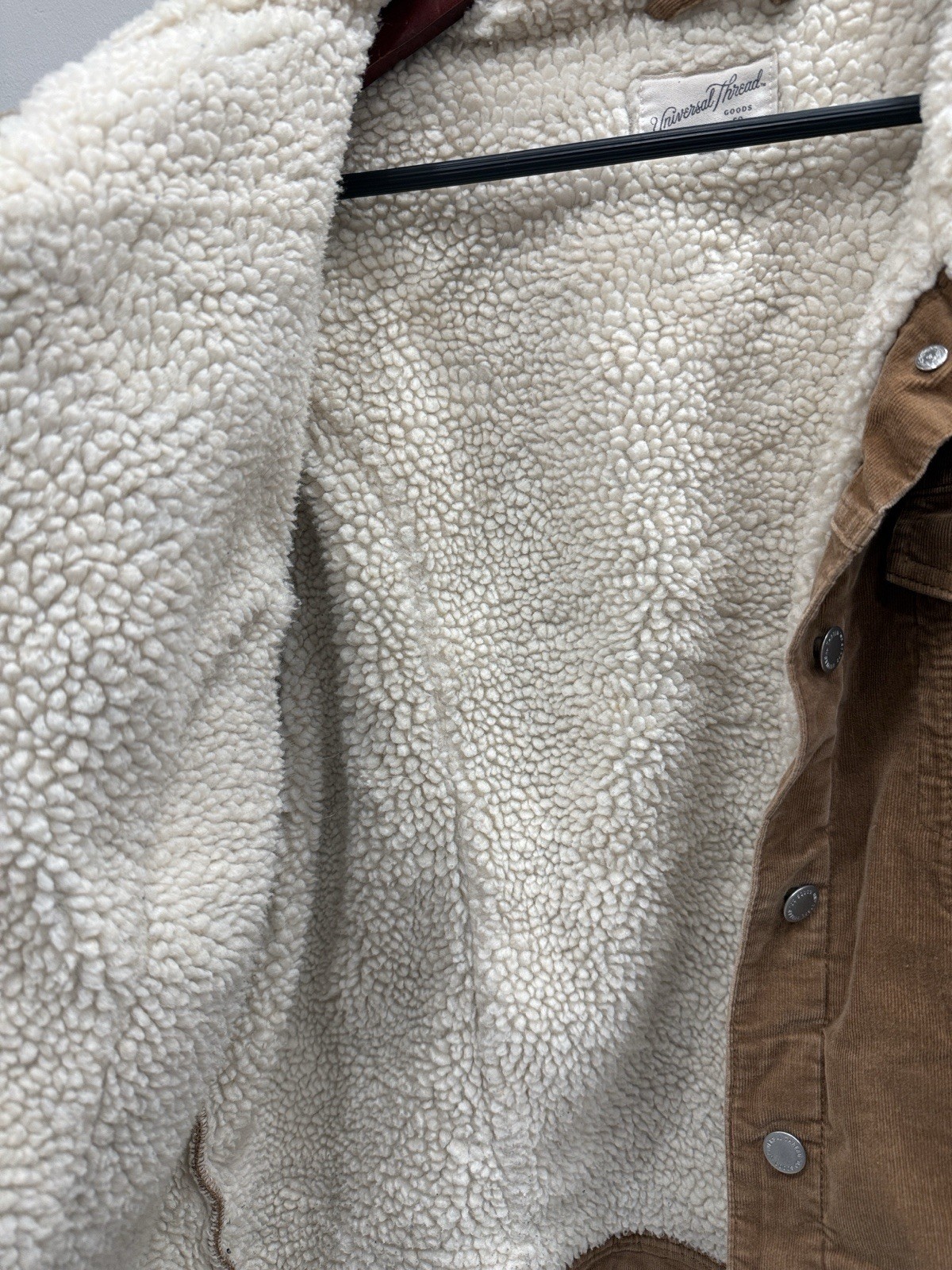 Universal Thread Women’s Brown Sherpa Lined Button Jacket M Collared Pockets