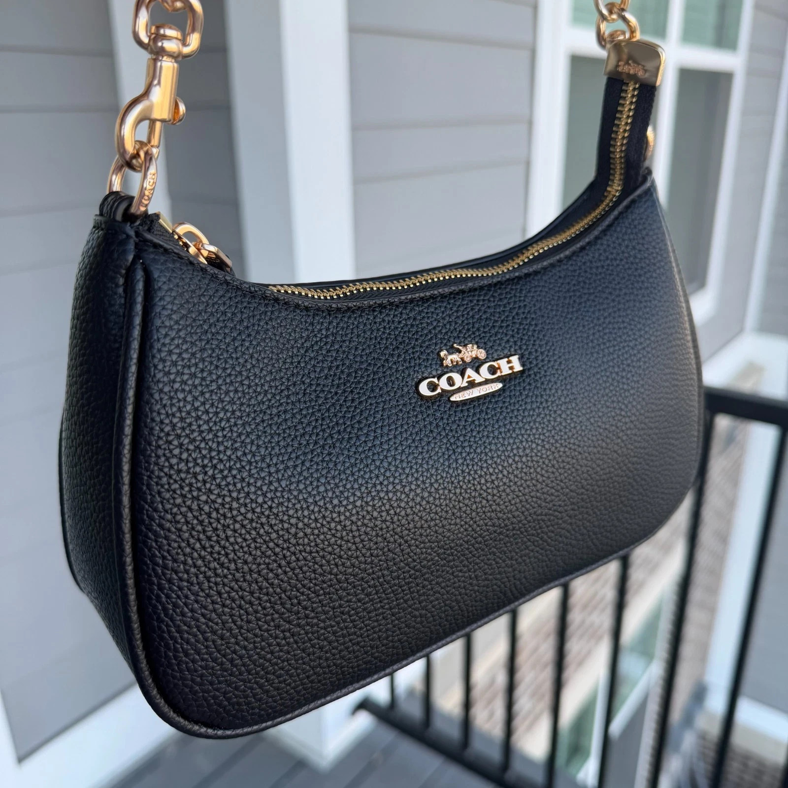 COACH Teri Shoulder Bag Canvas Black CA209 Brand New Ships from US