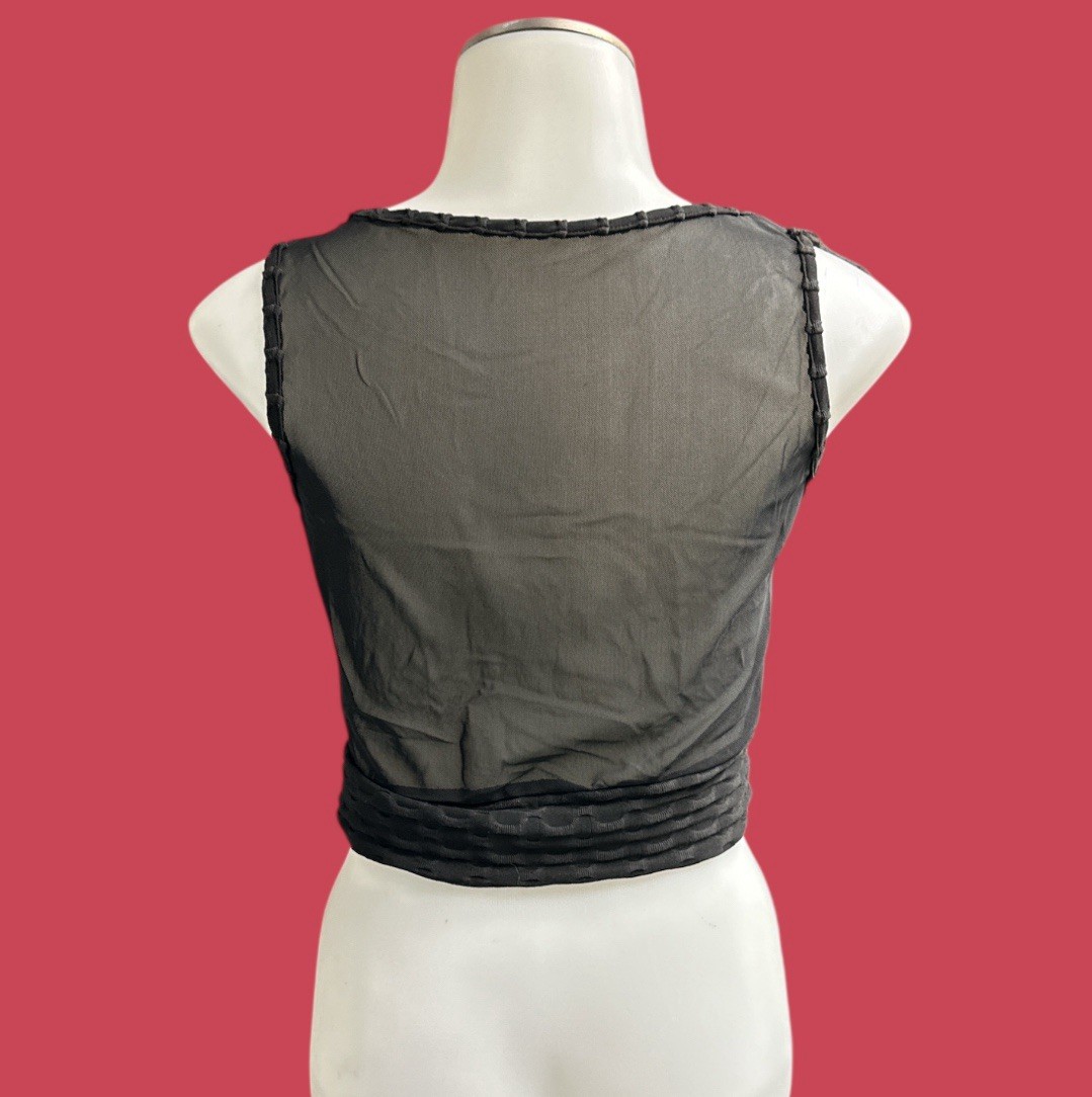 U-Shape Neckline Black sheer center and back athletic bralette tank