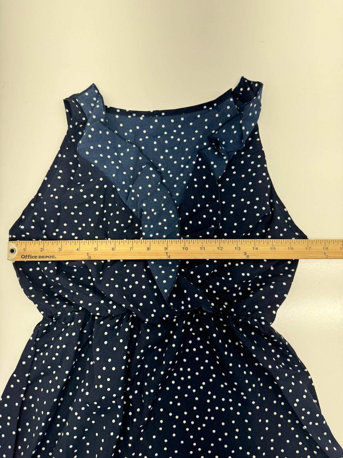 Shein Dark Blue White Polkadot Sleeveless V Neck Dress Womens Size Medium