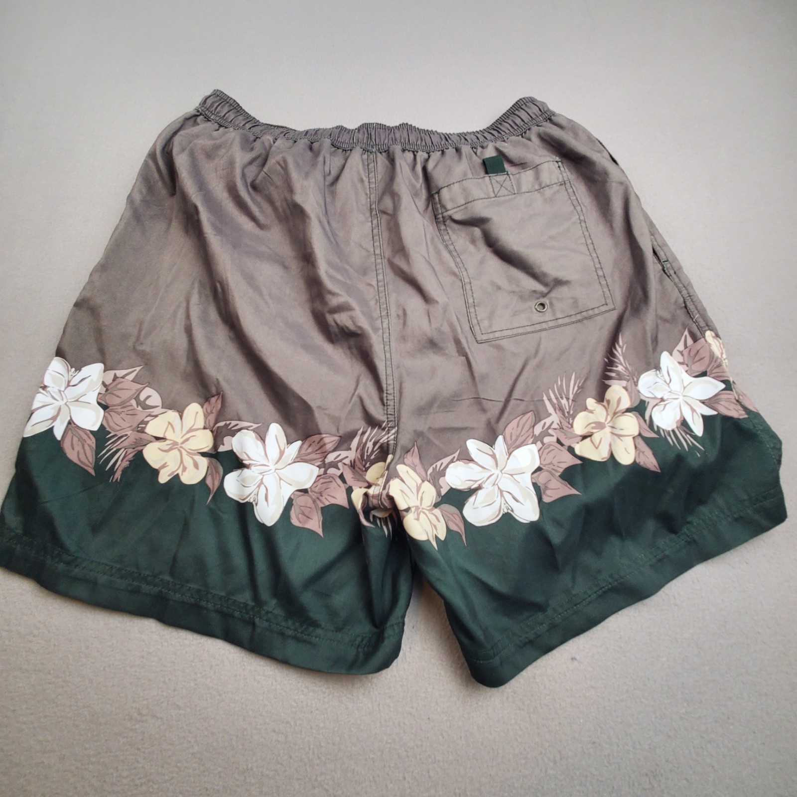 Sand N Sun Swim Trunks Mens (36-38)Green Tropical Floral Mesh Lining Shorts