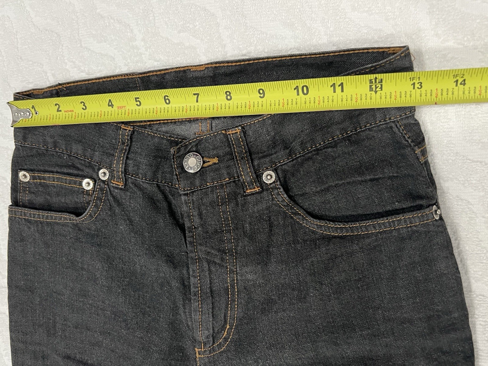 Vintage Women Gucci by Tom Ford Size 38 Wide Leg Boot Cut Flared Jeans Dark Gray