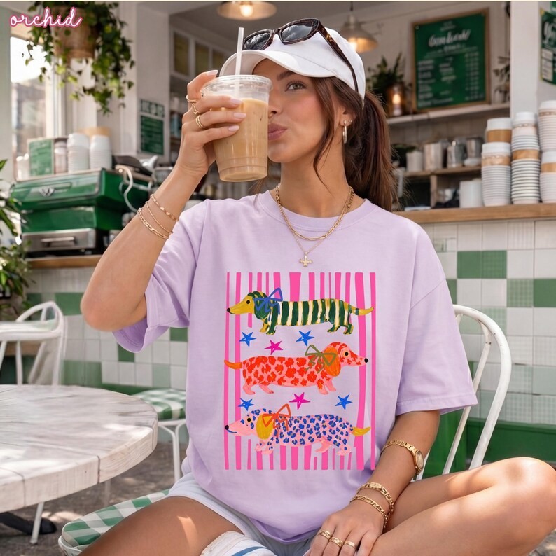 Cute Dachshund Wiener Dog Preppy Aesthetic Graphic T-Shirt