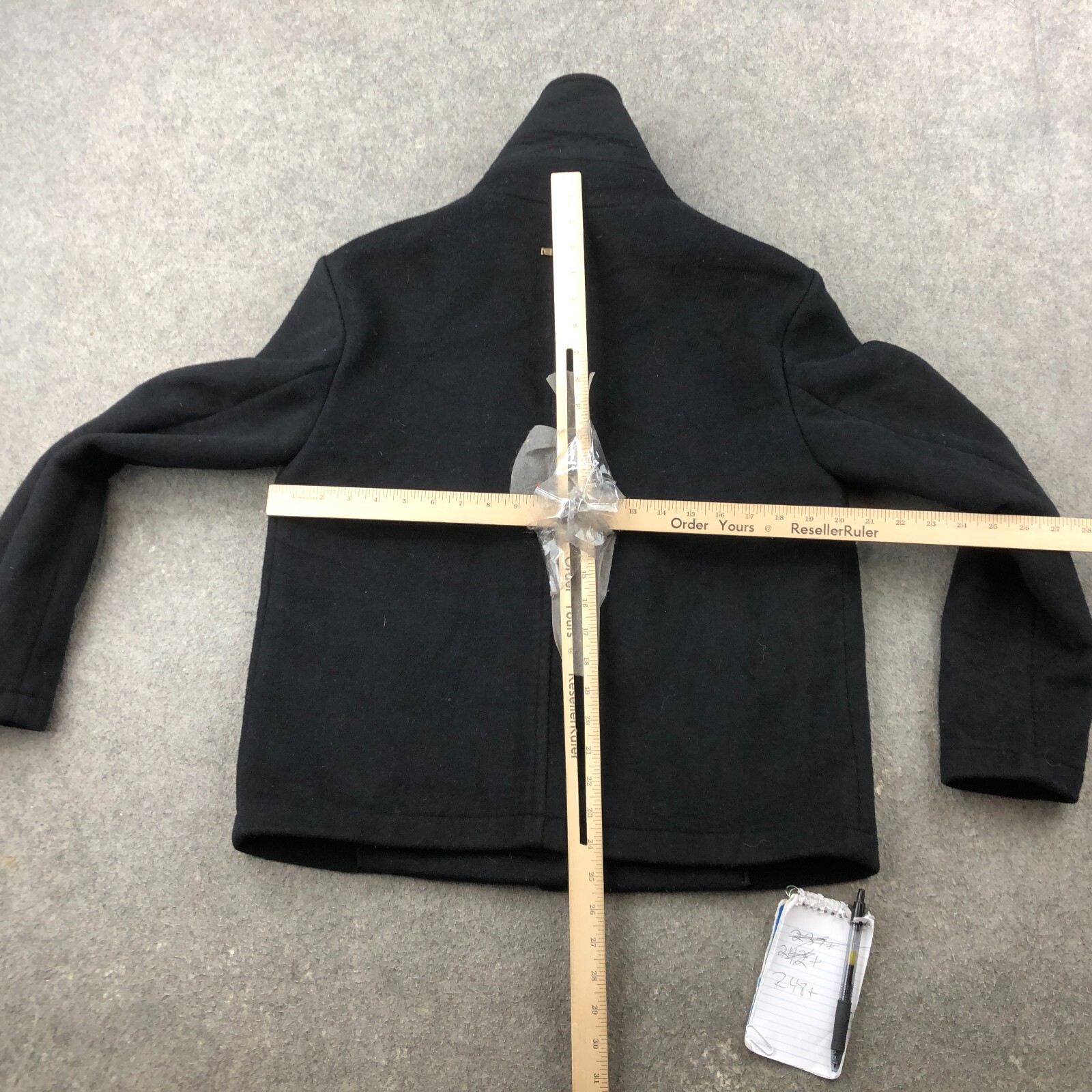 ARMANI Exchange Jacket Womens Medium Black Blue Fabric Wool Pea Coat *