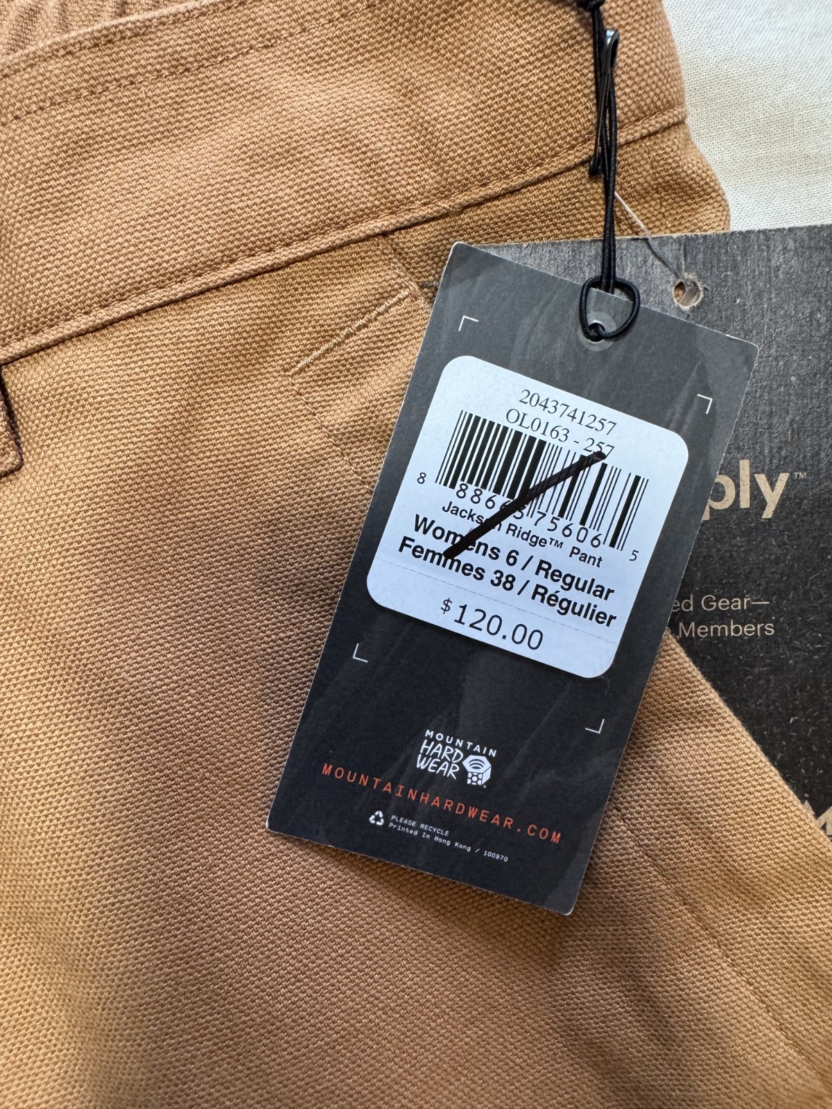 Mountain Hardwear Jackson Ridge Pants Women’s 6 Regular Khaki Brown