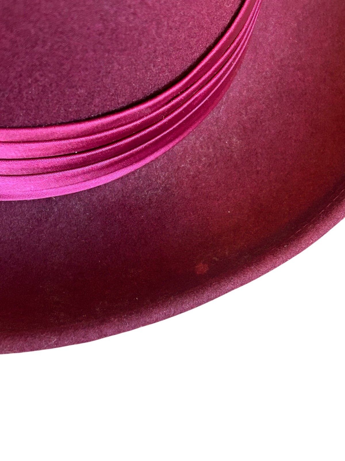 Vintage Geo W Bollman Burgundy Wool Hat With Satin Ribbon & Feather Accent