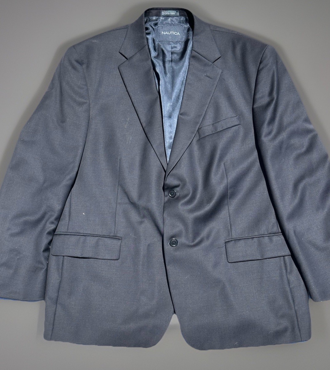 Nautica Men’s Navy Blue Blazer Suit Jacket 100% Wool 46R Work One Pc