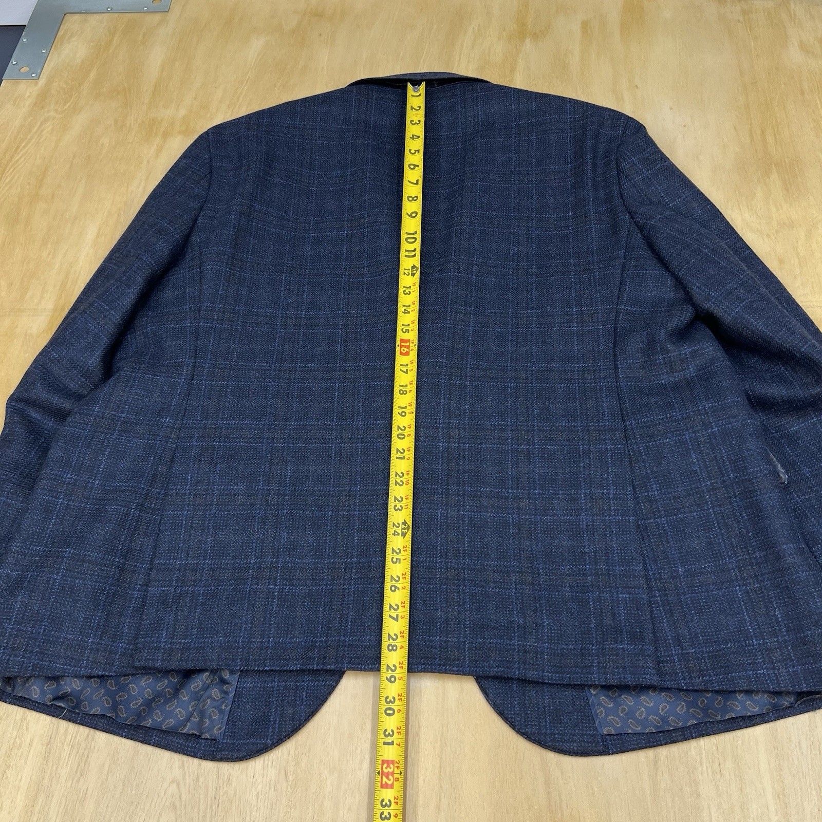 Joseph Abboud Blazer Sport Coat Mens 50S Short Wool Navy/Black/Brown Flannel