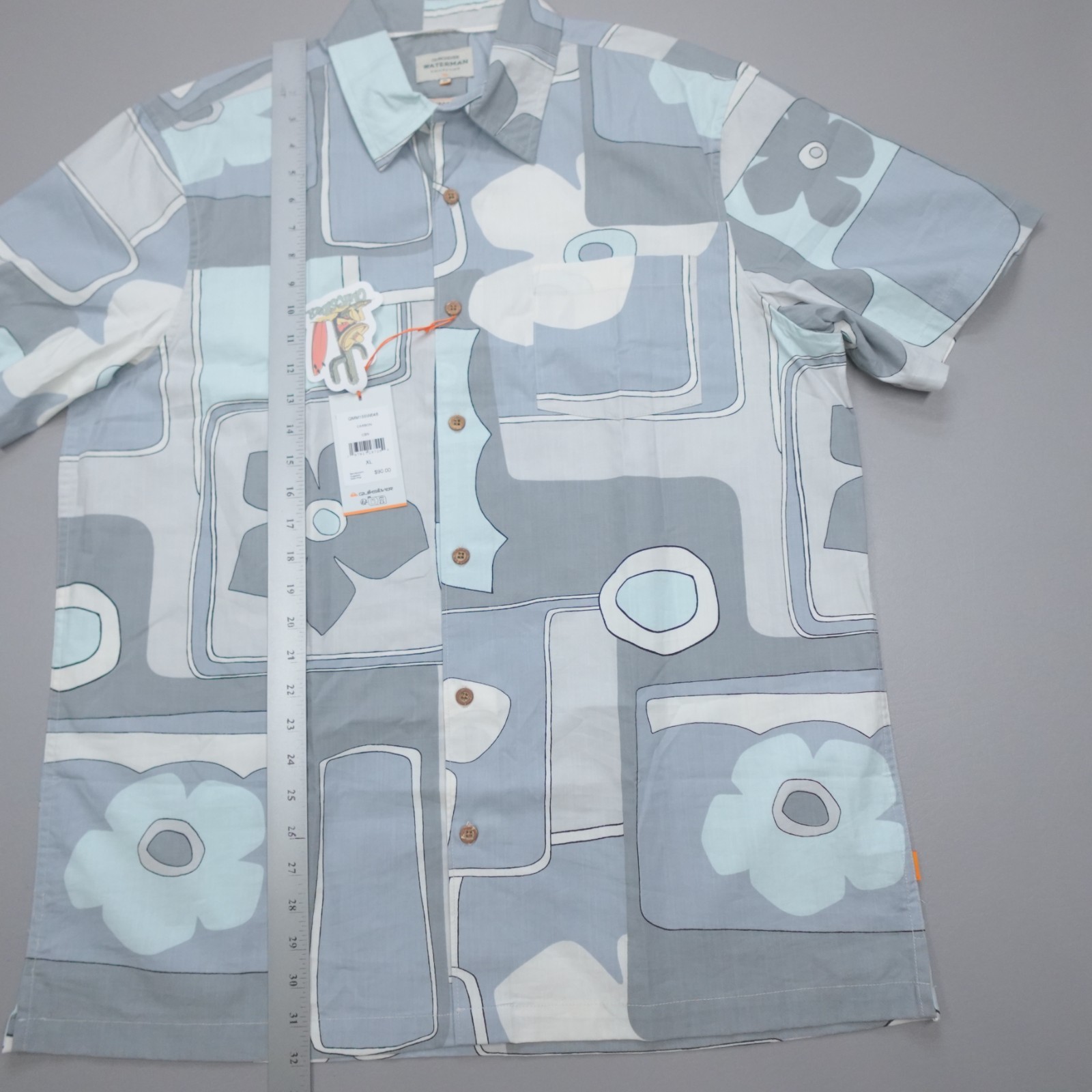 Quicksilver Men’s Carbon Surfrider Printed Short Sleeve Comfort Fit Rayon Blend