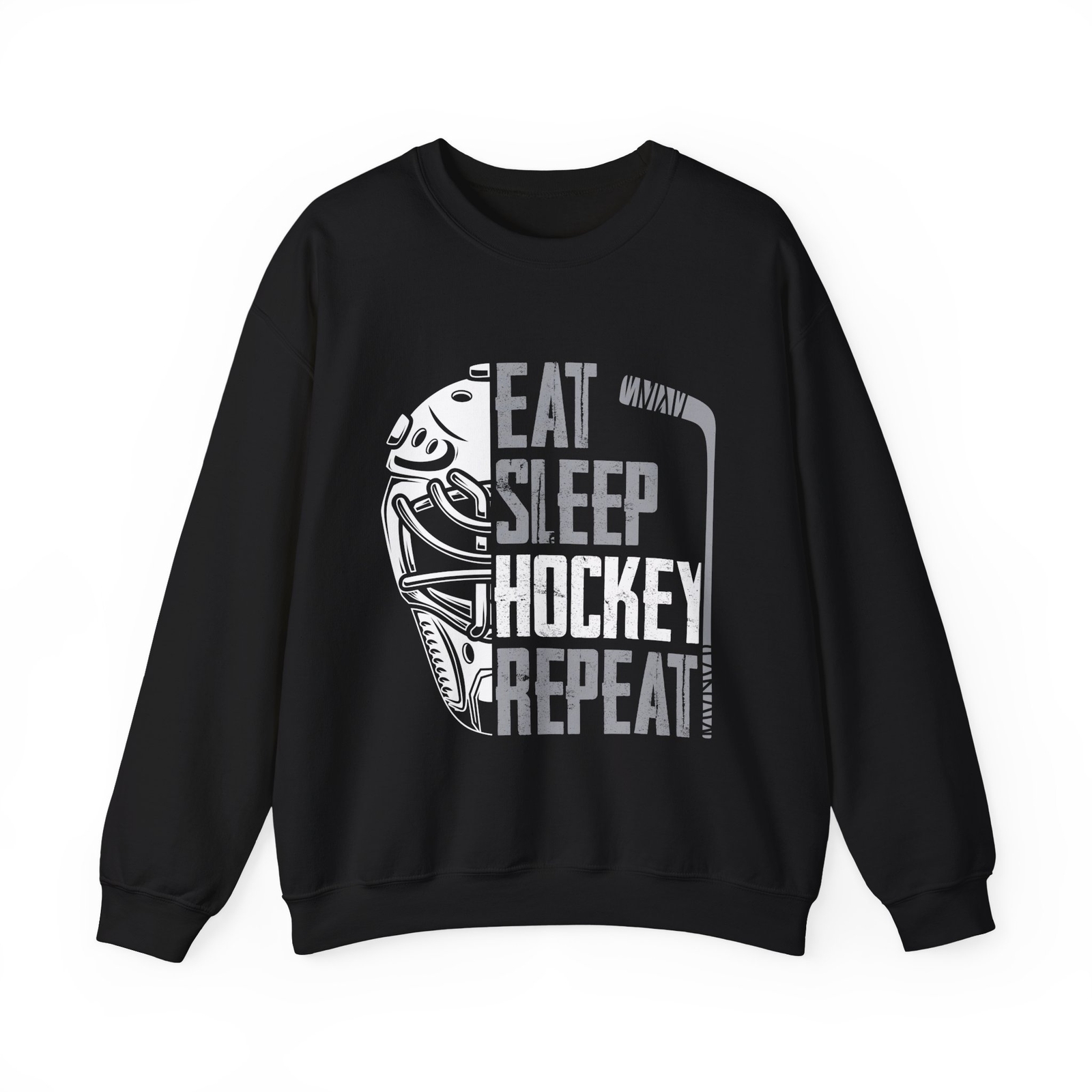 Hockey Sweatshirt, Eat Sleep Hockey Repeat Ice Hockey Lovers Sweatshirt