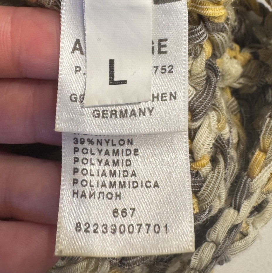 Apanage GERMANY Grid Sweater Womens Size Large Crochet Long Sleeve Multi Color