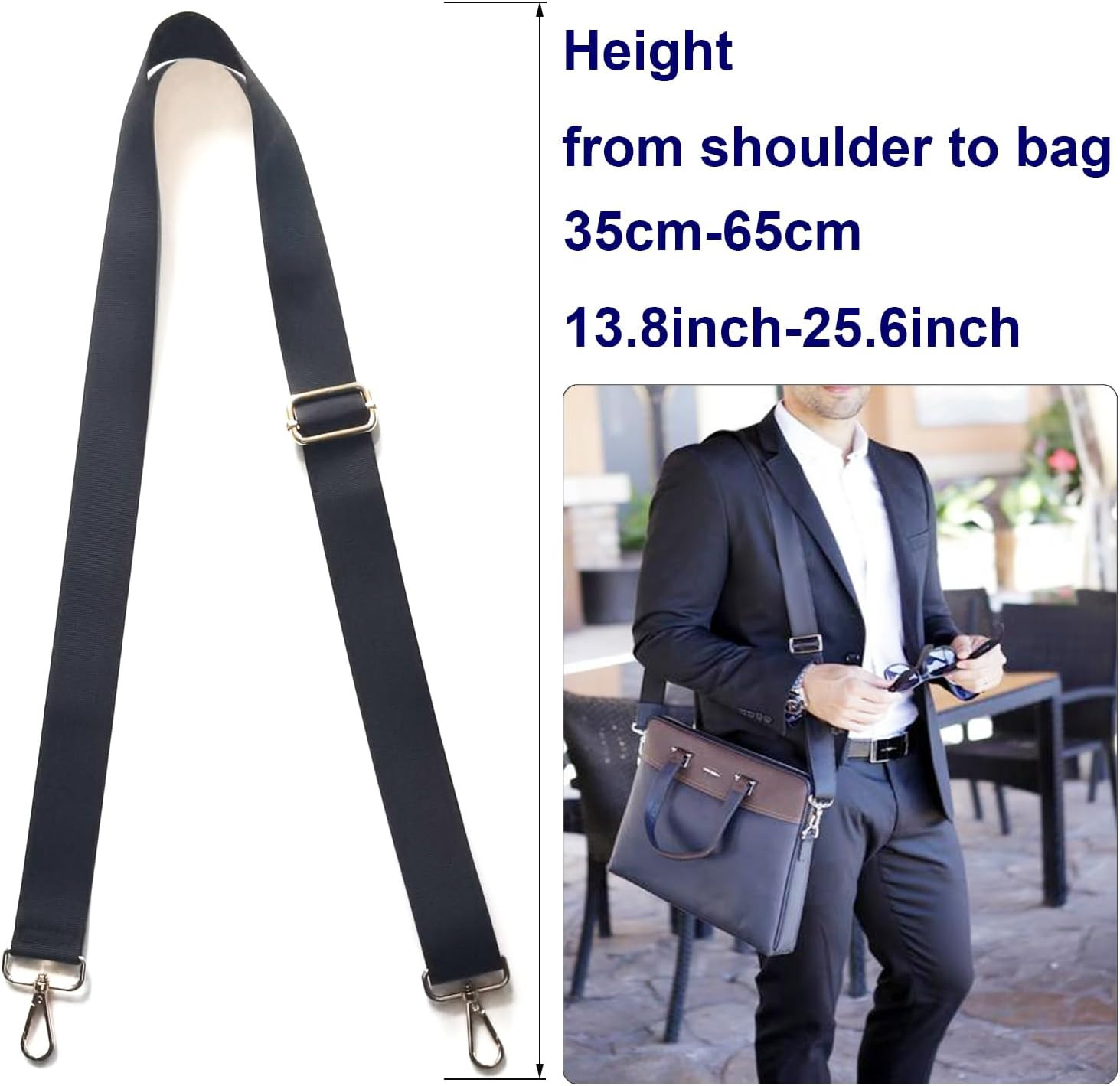 1″ Adjustable Crossbody Bag Strap Replacement Shoulder Guitar Strap Black