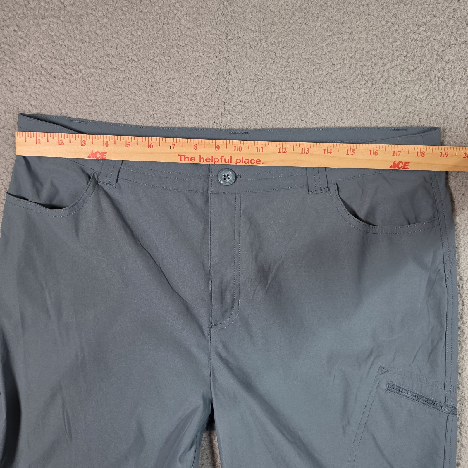 Eddie Bauer Tech Capri Cargo Pants Womens 16 Blue Nylon Stretch Hiking UPF 50+