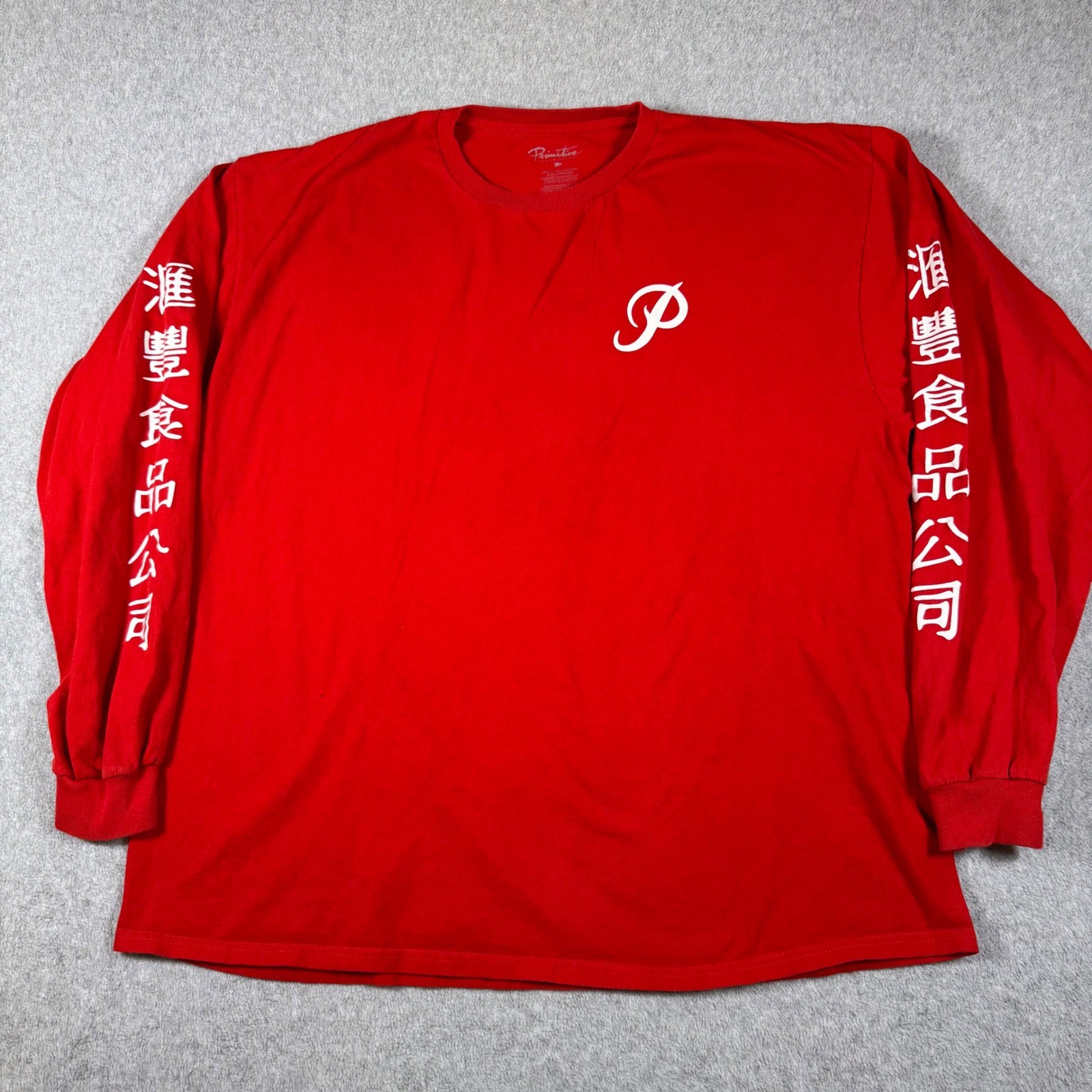 Primitive T-Shirt Red Huy Fong Foods Sriracha Collab Long Sleeve Graphic Size XL