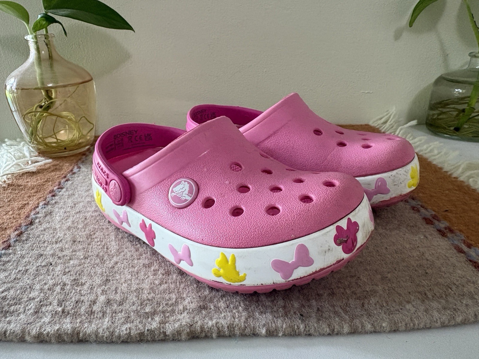 Crocs Disney Pink Butterfly Minnie Light Up Slip-On Clog Shoes Kids US Size C9