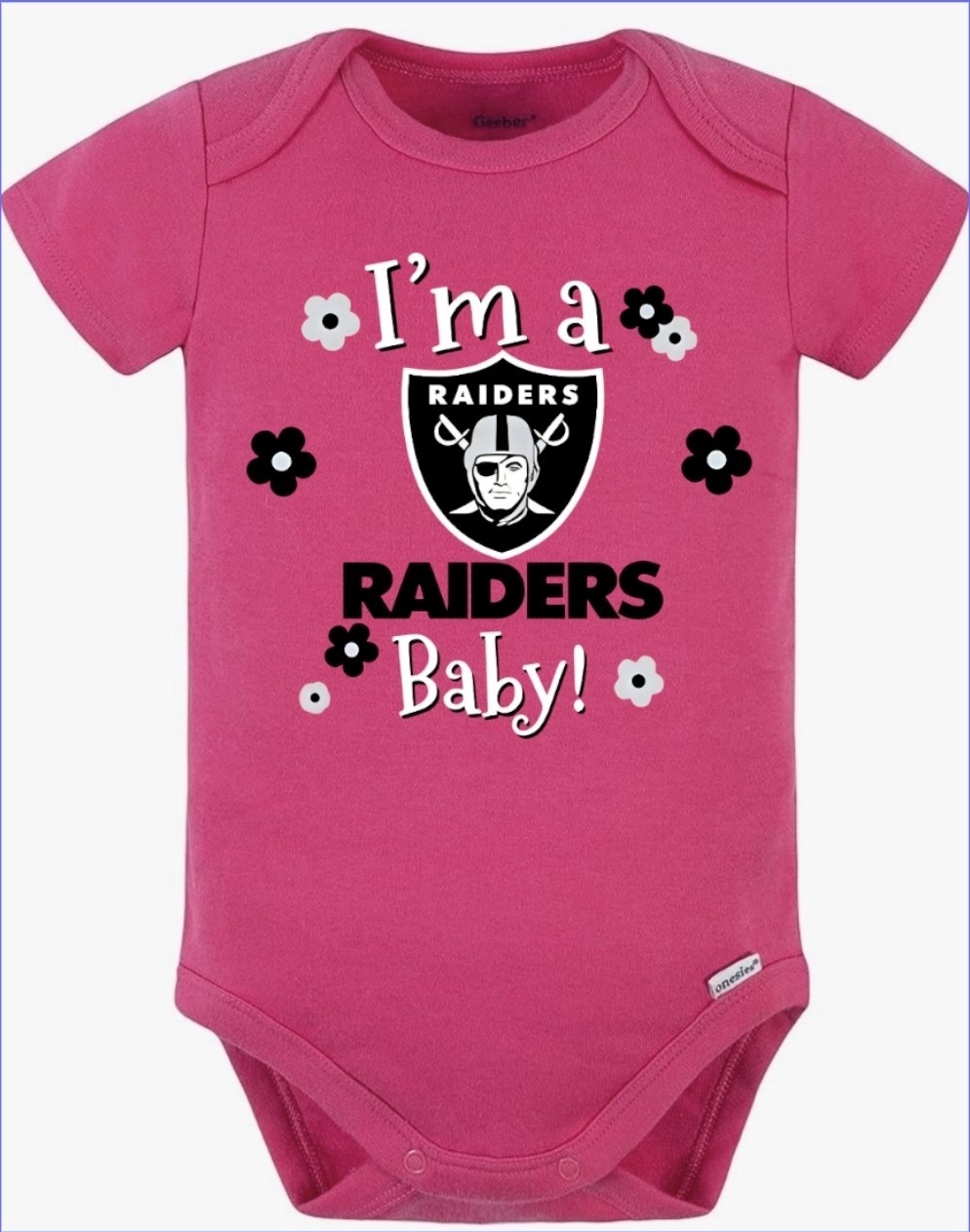 Las Vegas Raiders Gerber Baby Bodysuit 3-6m 6-9m 9-12m 18M, and 24M