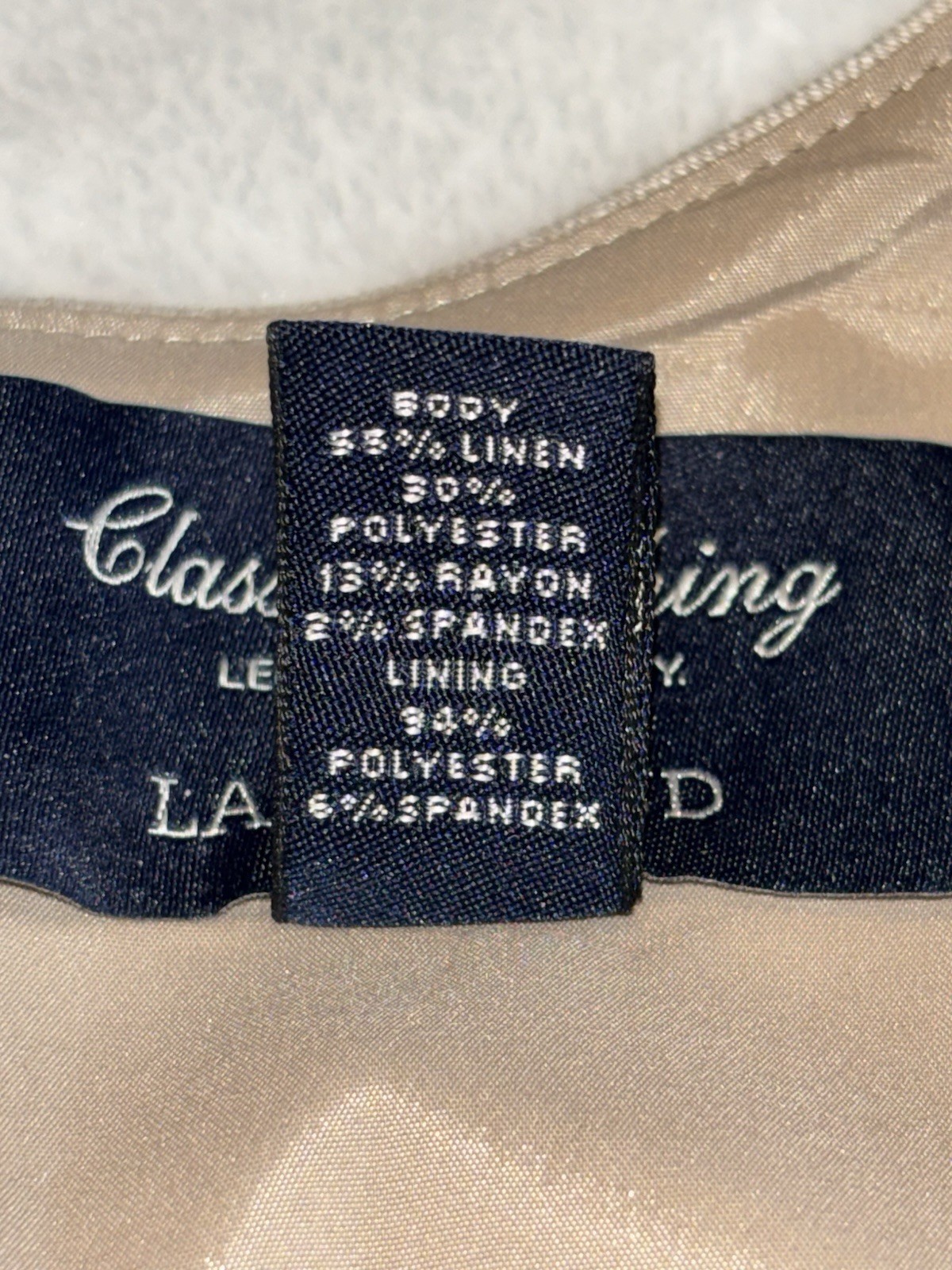 Lands’ End Classic Clothing Linen Blend Dress Beige Size 8 Minimalist Sleeveless