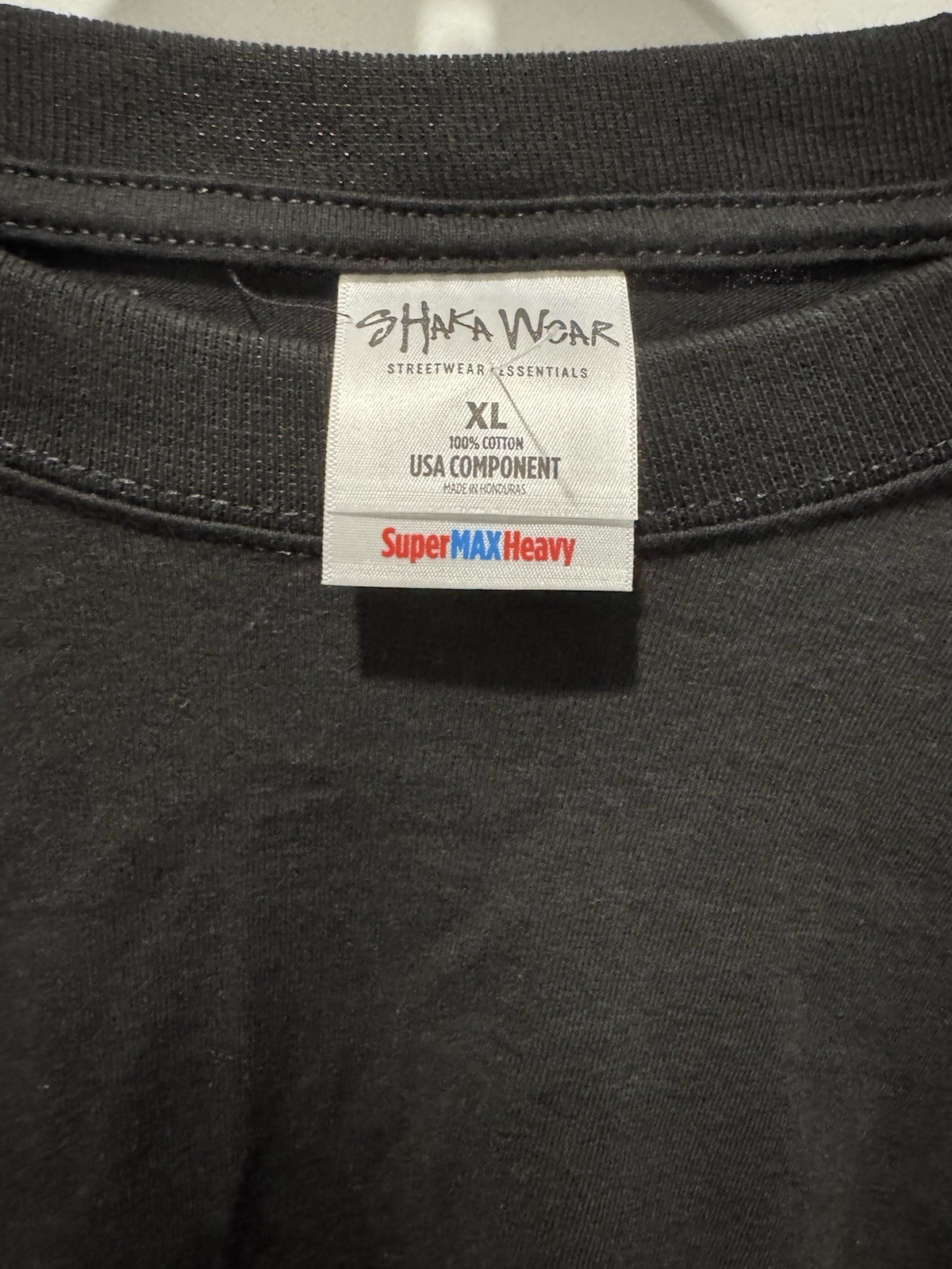 Shaka Wear Super Max Heavy Heavyweight Black Crew Neck Cotton T-Shirt XL