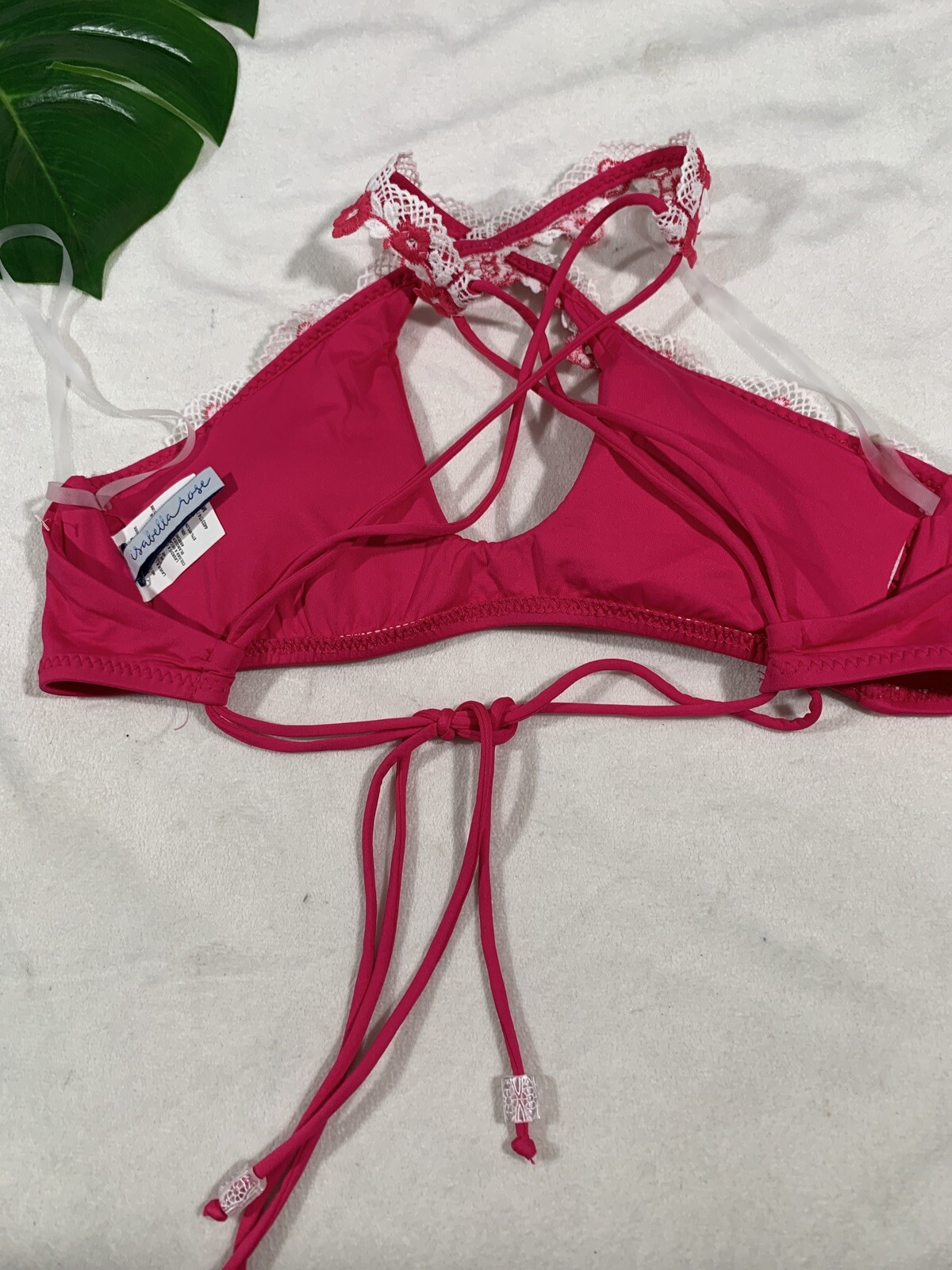 NEW $75 Isabella Rose [ Medium ] Trellis Halter Bikini Top Fuchsia Pink #P225