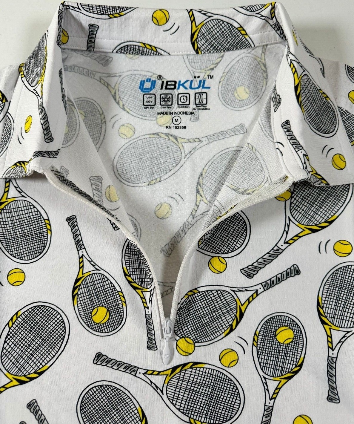 NWT IBKUL Golf Tennis Print 1/4 Zip Top Shirt XS S M L XL 2X White Activewear T2