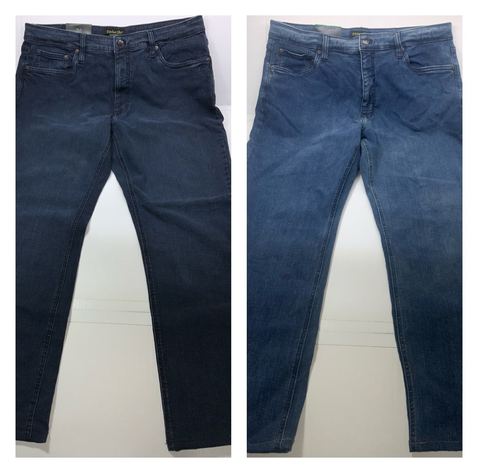 URBAN STAR Str. leg RELAXED fit Jeans 38 x 30” L (hemmed) Dark Blue / Med Blue