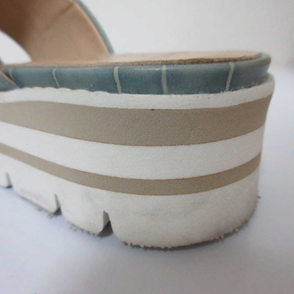 Luca Grossi Motif Platform Sandals, Approx. 9.3 inches, Blue Women USED