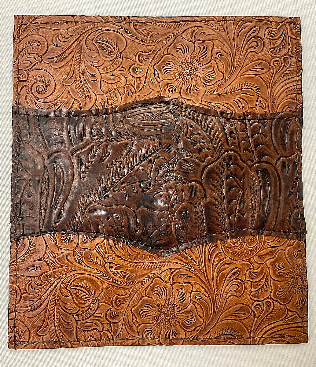 CHOCOLATE OVER TAN WESTERN LEATHER CHECKBOOK COVER FREE SHIPPING