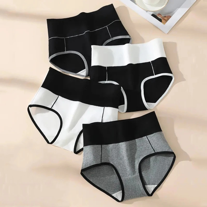 High Waist Cotton Panties Women’s Body Shaper Soft Stretch Underwear 4 Pcs