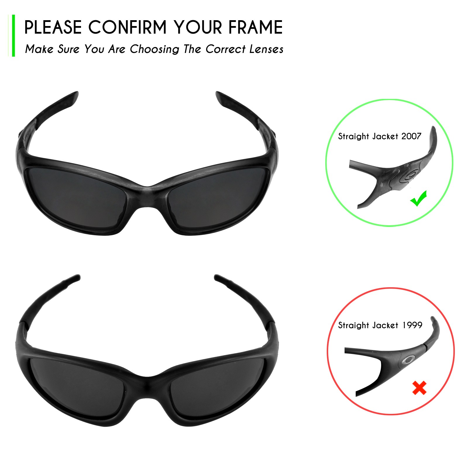 hdhut Anti-Scratch Replacement Lenses for-Oakley Straight Jacket 2007 Sunglass