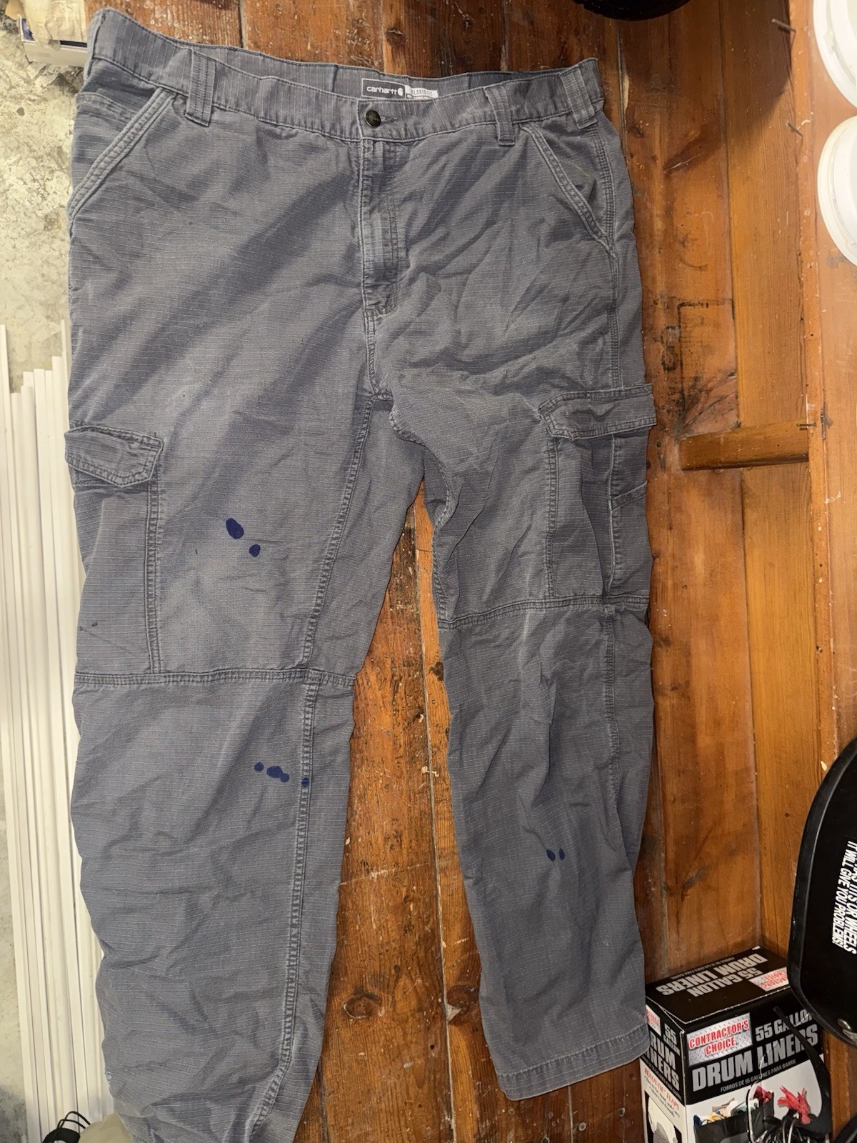 Carhartt Men’s Gray Ripstop Cotton Cargo Pants Relaxed Fit Straight Leg 42