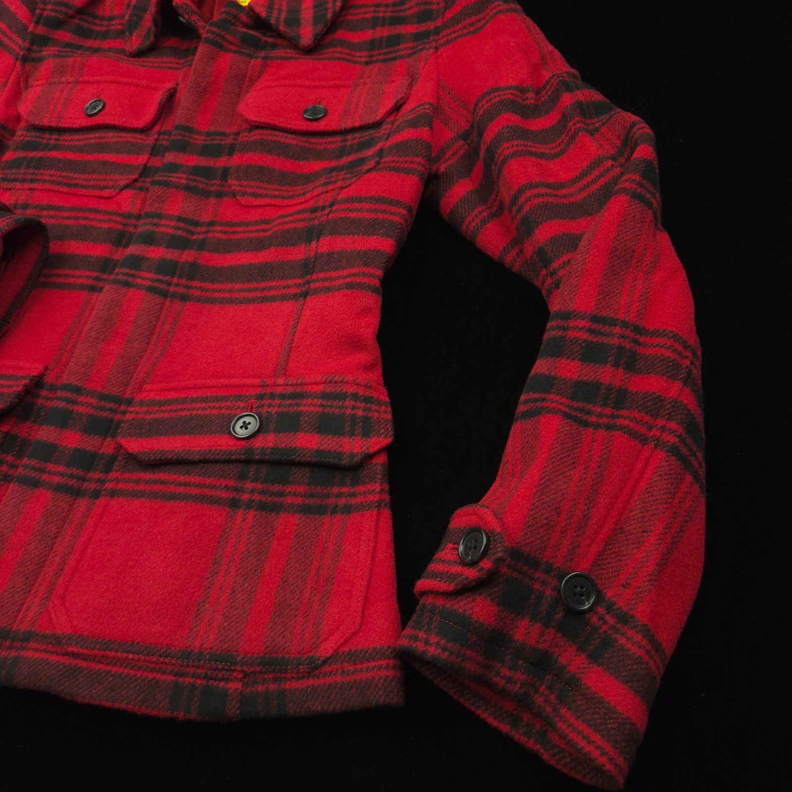 NEW Polo Ralph Lauren Womens Wool Jacket -12 Red Black Peacoat Flannel Coat $698