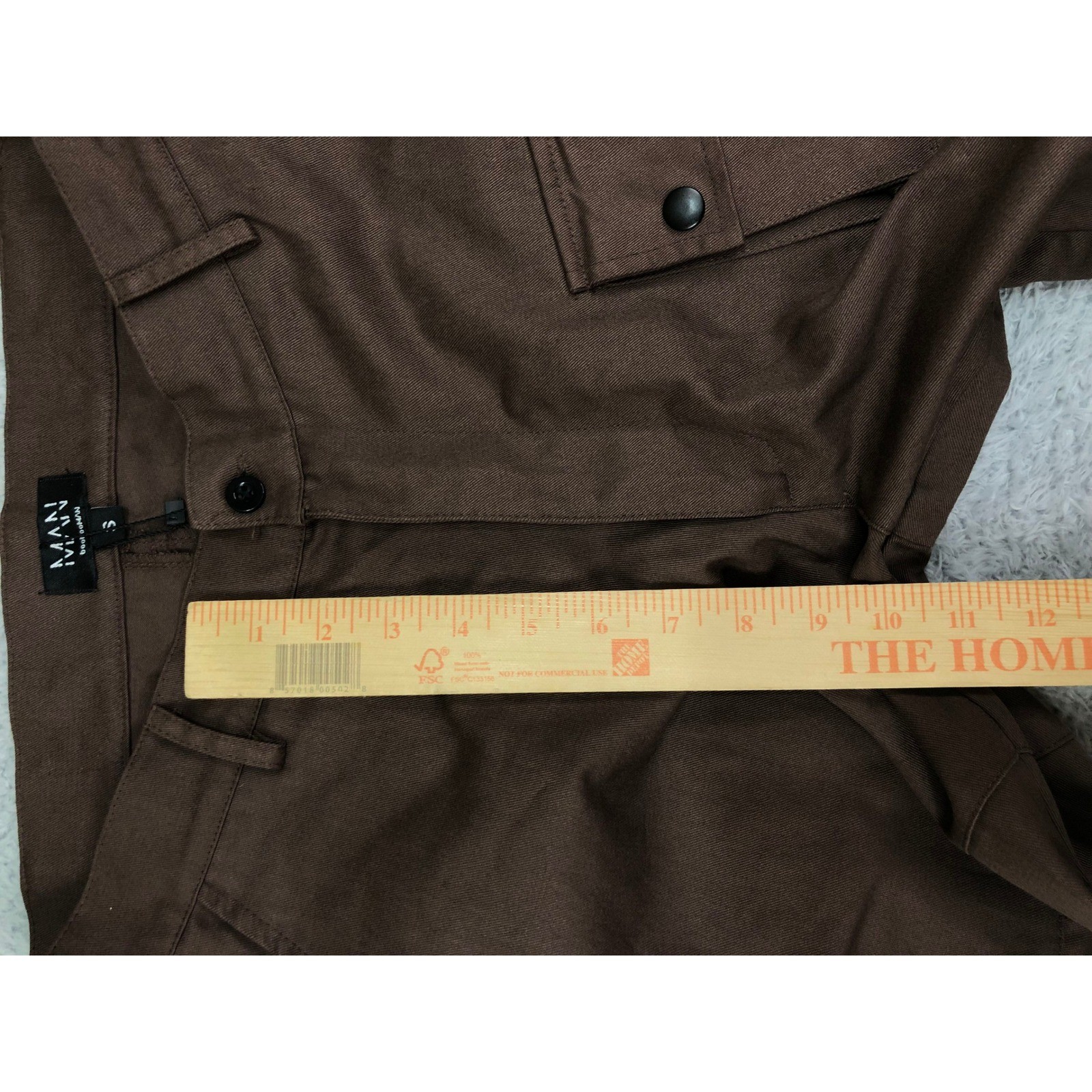 BoohooMAN Cargo Pants Men S (32×32) Chocolate NWT Fixed Waistband Relaxed Twill