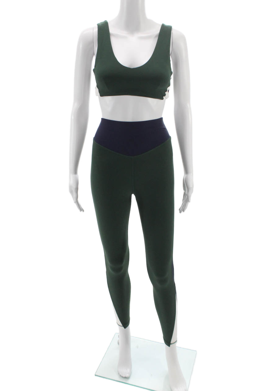 The Upside Womens Playoff Isaac Sports Bra Leggings Set Green Navy Blue Size 4