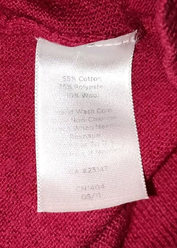 Talbots Large L Crimson Ruffled V-Neck Wool Blend Blouse Cottagecore Red